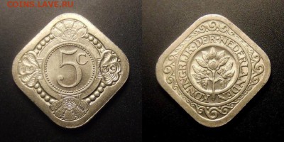 МОНЕТЫ МИРА 11-16 - Нидерланды – 5 центов (1939) «Апельсиновое дерево»
