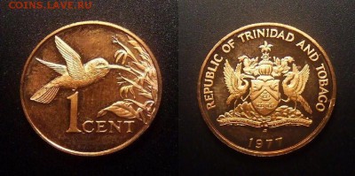 МОНЕТЫ МИРА 11-16 - Тринидад и Тобаго – 1 цент (1977) «Колибри» proof