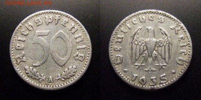 МОНЕТЫ МИРА 11-16 - Германия (3-й Рейх) – 50 рейхспфеннигов (1935 А) алюм.