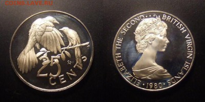 МОНЕТЫ МИРА 11-16 - Брит. Виргинские острова – 25 центов (1980) «Кукушки» (proof)
