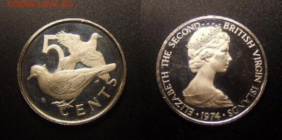 МОНЕТЫ МИРА 11-16 - Брит. Виргинские острова – 5 центов (1974) «Голуби» (proof)