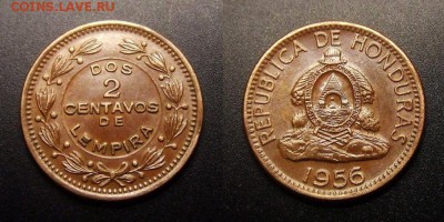 МОНЕТЫ МИРА 11-16 - Гондурас – 2 сентаво (1956) бронза (XF)