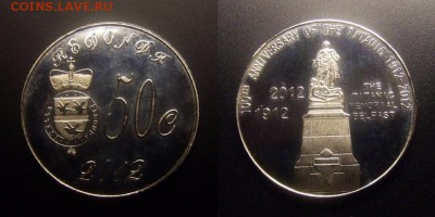 МОНЕТЫ МИРА 11-16 - Редонда – 50 центов (2012) «100-летие гибели Титаника»
