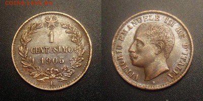 МОНЕТЫ МИРА 11-16 - Италия – 1 чентезимо (1905 R) медь