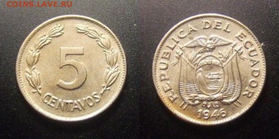 МОНЕТЫ МИРА 11-16 - Эквадор – 5 сентаво (1946) (аUNC) №4