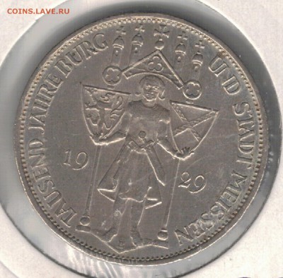 Ag ГЕРМАНИЯ (ВЕЙМАР) 3 МАРКИ 1929Е МАЙСЕН 01.12 В 22Ч (Д76) - 5-г1929