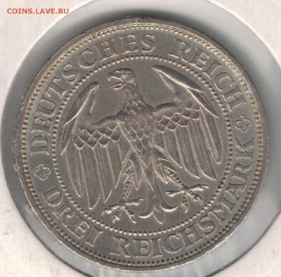 Ag ГЕРМАНИЯ (ВЕЙМАР) 3 МАРКИ 1929Е МАЙСЕН 01.12 В 22Ч (Д76) - 5-г1929а