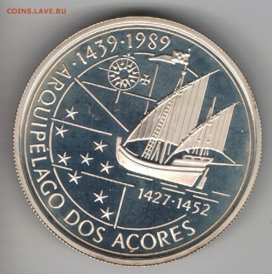 Ag ПОРТУГАЛИЯ 100 ЭСКУДО 1989 АЗОРЫ 01.12 В 22.00МСК (Д14) - 5-пА