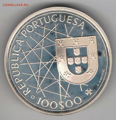 Ag ПОРТУГАЛИЯ 100 ЭСКУДО 1989 АЗОРЫ 01.12 В 22.00МСК (Д14) - 5-пА1