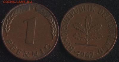 ФРГ 1 пфенниг 1967 до 22:00мск 02.12.16 - ФРГ 1 пфенниг 1967
