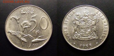 МОНЕТЫ МИРА 11-16 - ЮАР – 50 центов (1988) «Калла; герб» (XF) №1
