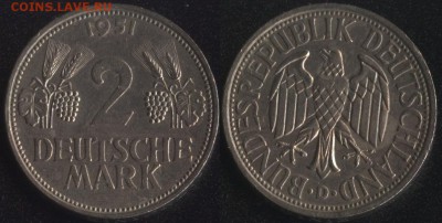 ФРГ 2 марки 1951 до 22:00мск 02.12.16 - ФРГ 2 марки 1951