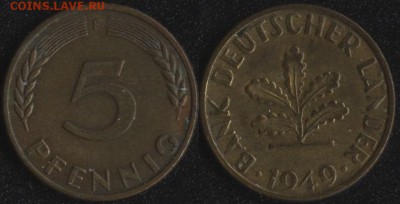 ФРГ 5 пфеннигов 1949 до 22:00мск 02.12.16 - ФРГ 5 пфеннигов 1949