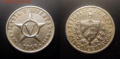 МОНЕТЫ МИРА 11-16 - Куба – 5 сентаво (1946) медь-ник.
