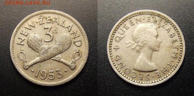 МОНЕТЫ МИРА 11-16 - Новая Зеландия – 3 пенса (1953) «Боевые дубины Маори»