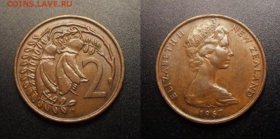 МОНЕТЫ МИРА 11-16 - Новая Зеландия – 2 цента (1967) «Цветы бобового дерева; Елизавета II (тип №1)»