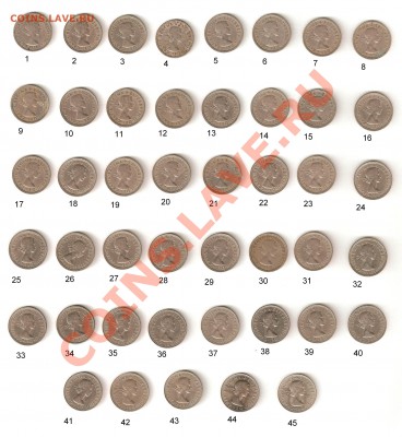 6 пенсов 1953-1967 год. Елизавета II. Англия - 10