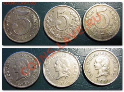 Колумбия 5 сентавос 1886г. Остатки! - colombia1886