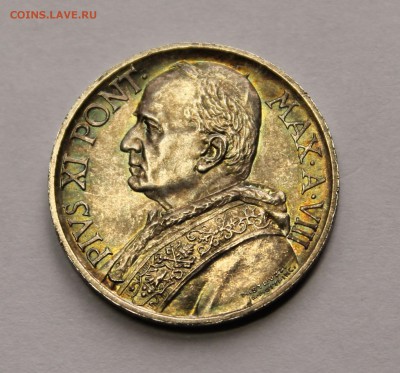 ВАТИКАН 5 лир 1929. СЕРЕБРО. ТИРАЖ-10 000. НЕЧАСТАЯ. СОХРАН. - 10