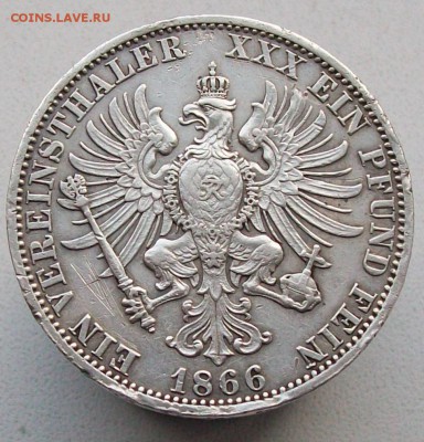 1 Талер 1866 г. Пруссия,Вильгельм. Оконч.3.12.2016 г. 22 час - ф65