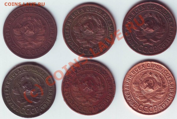 1 копейка 1924  года 6 шт. - копейки аверсы