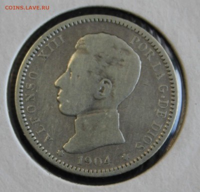 С 1 руб. ИСПАНИЯ 1 песета 1904г. АЛЬФОНСО-XIII до 10.12 в 22 - IMG_3870.JPG