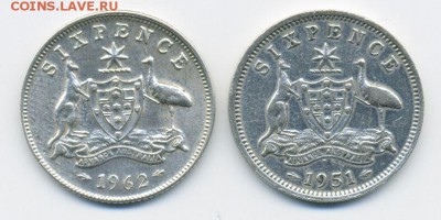 Австралия, 6 пенсов, 2шт. - реверс - Австралия-6пенсов_1951-1962_Р