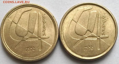 5 песет Испания 1998 года. Два канта. - 1