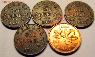 N40 Канада подборка одноцентовиков 1¢ 5 шт. до 13.01 в 22°° - N40 1c Canada 5 pcs_1