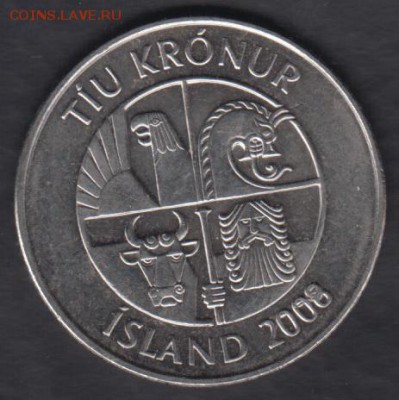 Исландия 10 крон 2008 до 8.12.2016 21-00 - Исландия р