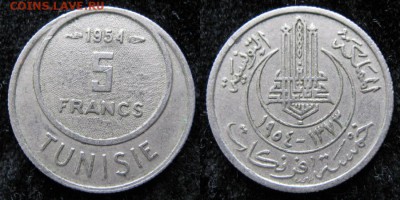 16.Разная инострань по фиксу - 16.13. -Тунис 5 франков 1954    1096