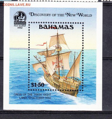 Багамы 1989 парусник Колумб блок - 125