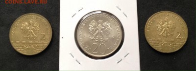 Польша юбилейка 2 и 20 злотых до 11,12,16г - image