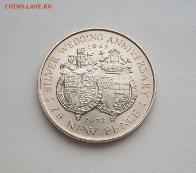 Крона (шайба) Гибралтар 25 пенсов 1972 25 лет свадьбы Гербы - 100_6425