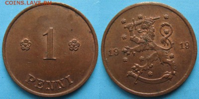 16.Разная инострань по фиксу - 16.32. -Финляндия 1 пенни 1919    3286