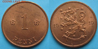 16.Разная инострань по фиксу - 16.33. -Финляндия 1 пенни 1919    3289