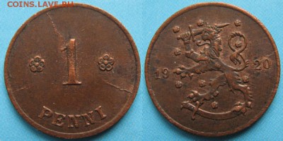 16.Разная инострань по фиксу - 16.34. -Финляндия 1 пенни 1920    3282
