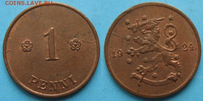 16.Разная инострань по фиксу - 16.37. -Финляндия 1 пенни 1924    168-ак5-3550