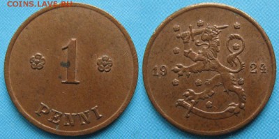 16.Разная инострань по фиксу - 16.38. -Финляндия 1 пенни 1924    3284