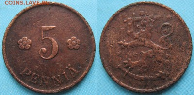 16.Разная инострань по фиксу - 16.39. -Финляндия 5 пенни 1918    5023