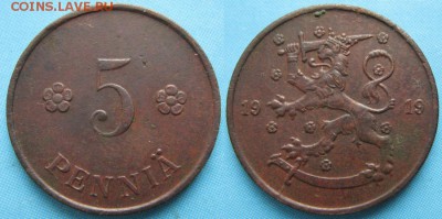 16.Разная инострань по фиксу - 16.40. -Финляндия 5 пенни 1919    5044