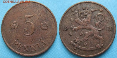 16.Разная инострань по фиксу - 16.42. -Финляндия 5 пенни 1920    5050