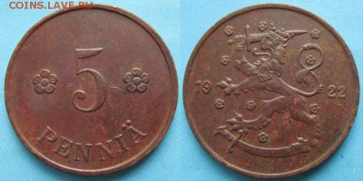 16.Разная инострань по фиксу - 16.44. -Финляндия 5 пенни 1922    5043