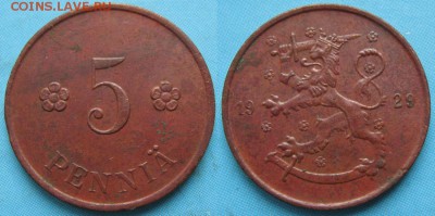 16.Разная инострань по фиксу - 16.46. -Финляндия 5 пенни 1929    5035
