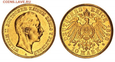 10 марок Пруссия 1898 год ЗОЛОТО до 3.12 в 22:17 - 10 марок