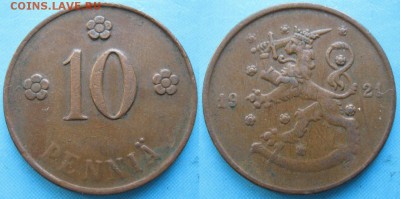 16.Разная инострань по фиксу - 16.61. -Финляндия 10 пенни 1921    166-к9-5108