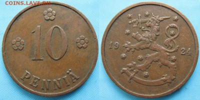 16.Разная инострань по фиксу - 16.65. -Финляндия 10 пенни 1924 оф