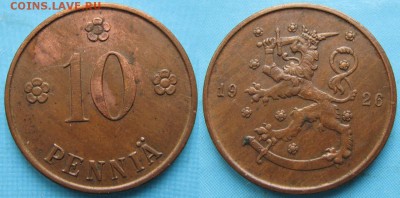16.Разная инострань по фиксу - 16.66. -Финляндия 10 пенни 1926    3220