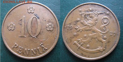 16.Разная инострань по фиксу - 16.67. -Финляндия 10 пенни 1927   535