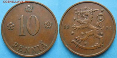 16.Разная инострань по фиксу - 16.71. -Финляндия 10 пенни 1934    5022